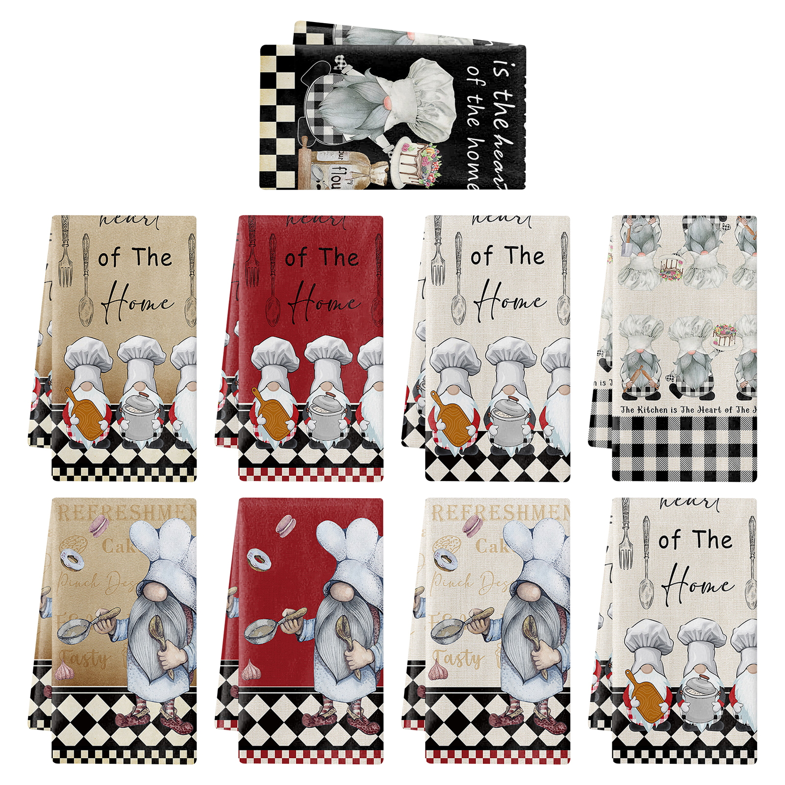 Citystores Hand Towel Strong Water Absorption Soft Kitchen Cleaning Thick Cute Gnomes Print Microfiber Cleaning Towel for Hotel，I