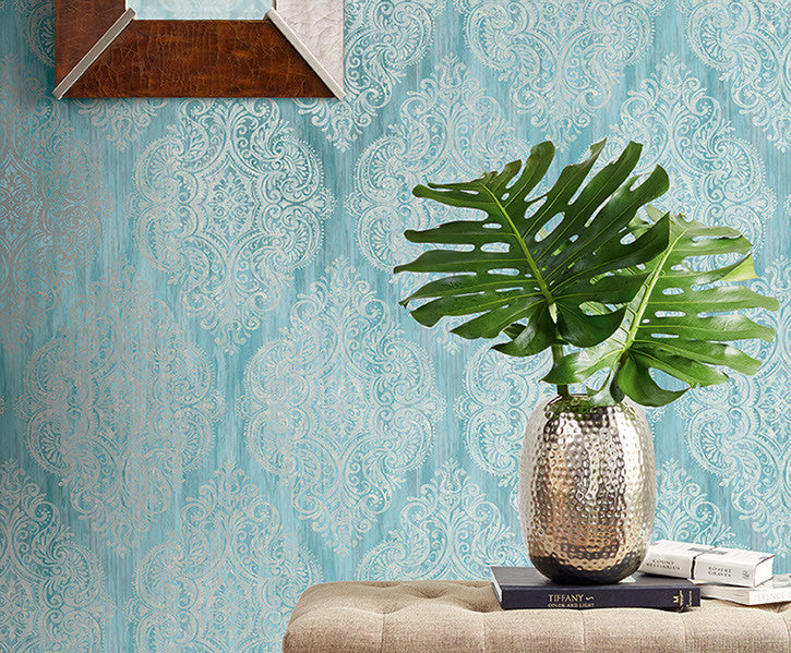 Jackman Damask Wallpaper in Greens by Carl Robinson