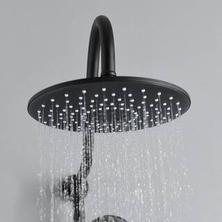 PROOX 3-Spray Round High Pressure Wall Bar Shower Kit with Hand Shower in Matte Black PRAE116MB