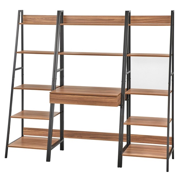 3pc Denton Ladder Desk And Shelf Walnut black Buylateral