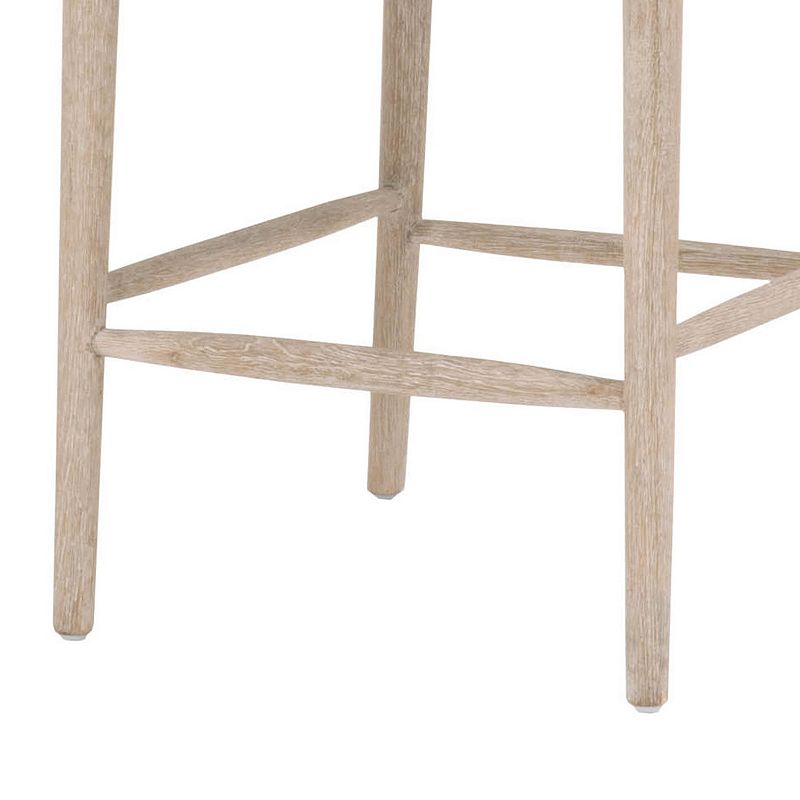 Cane Back Wooden Frame Counter Stool with Padded Seat， Beige