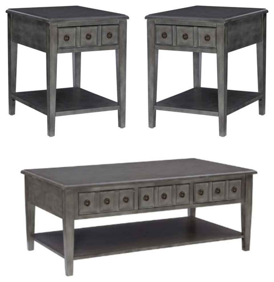 Home Square 3 Piece Set with 2 Accent Tables and Coffee Table in Gray   Coffee Table Sets   by Homesquare  Houzz