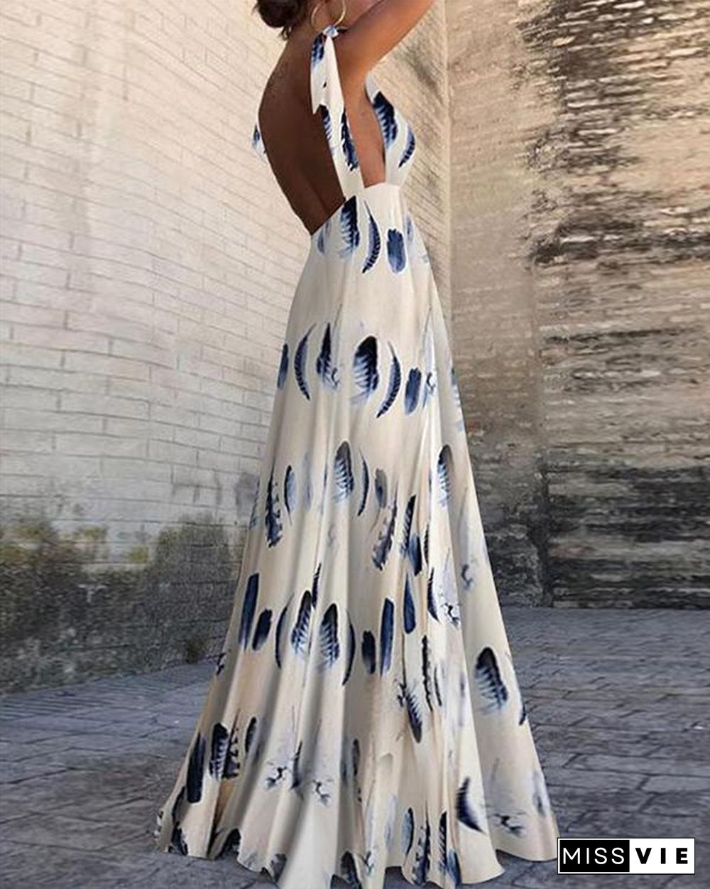 Sexy New Backless Floral Print Maxi Dress