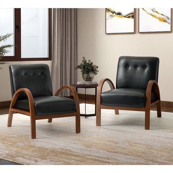 Panope Contemporary Leather Armchair with Button-tufted Back Set Of 2 by HULALA HOME