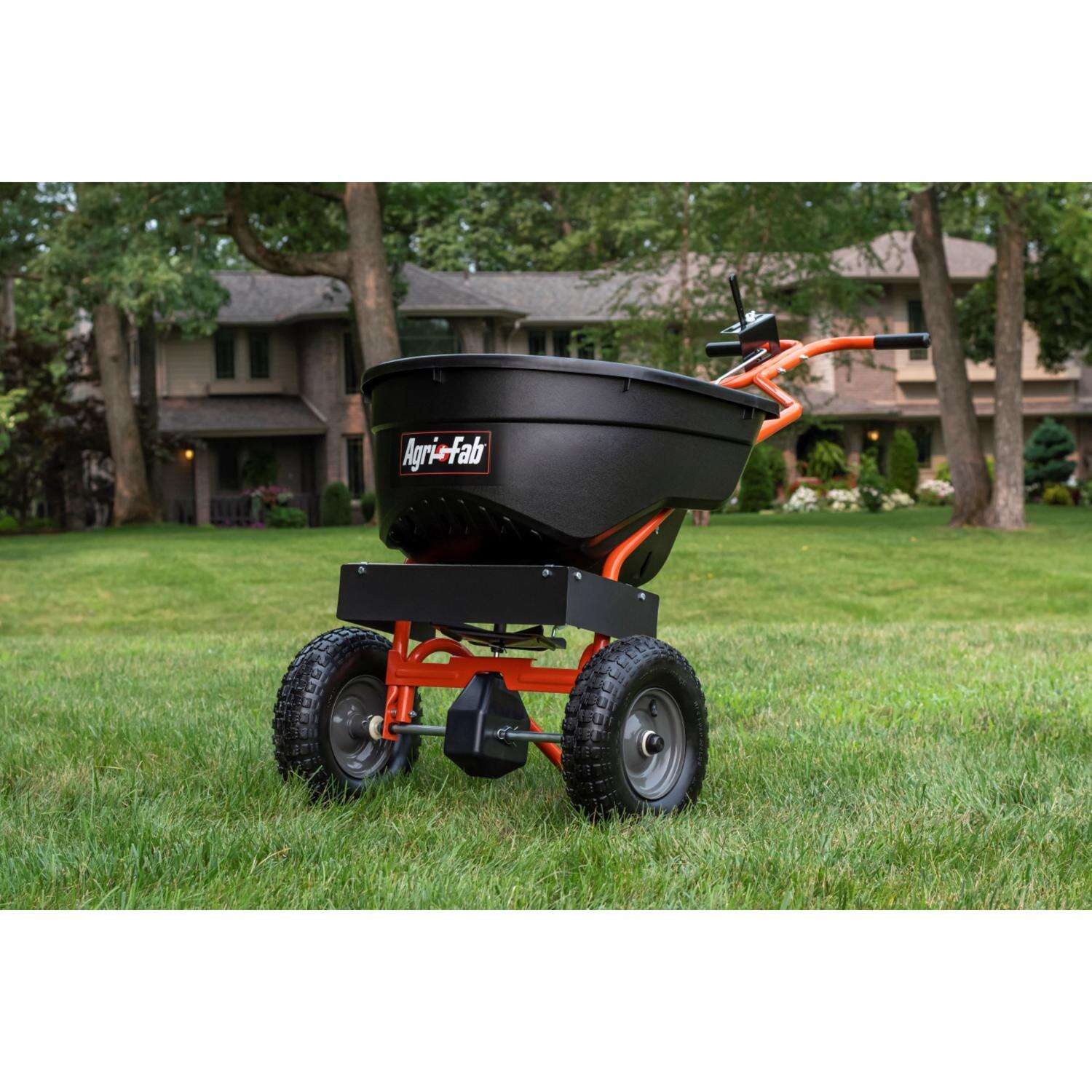 Agri-Fab 12 ft. W Push High-Output Spreader For Fertilizer/Ice Melt/Seed 130 lb. cap.