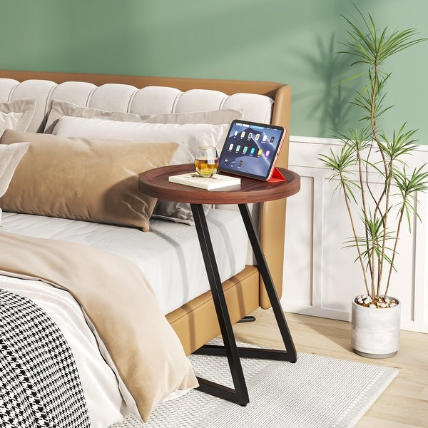 Round End Table，Side Tables with L-Shapped Legs