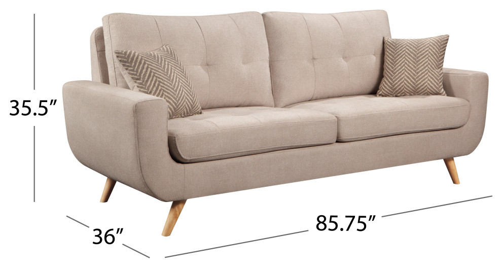 Polly Stain Resistant Fabric Sofa   Midcentury   Sofas   by Abbyson Living  Houzz