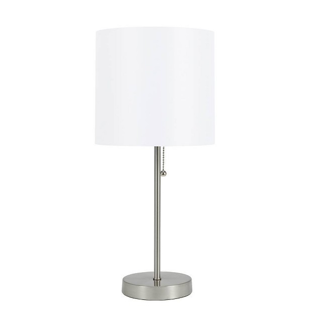 Metal Stick Table Lamp With Pull Chain Silver Cresswell Lighting