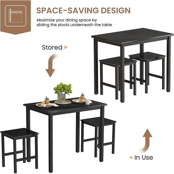 3 Piece Pub Dining Table Set， Industrial Bar Table Set with 2 stools for Home， Kitchen， Dining Room， Bar