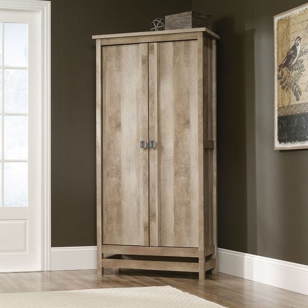 Cottage Style Wardrobe Armoire Storage Cabinet in Light Oak Wood Finish - 35.25W x 16.25D x 72H inches - - 34156823