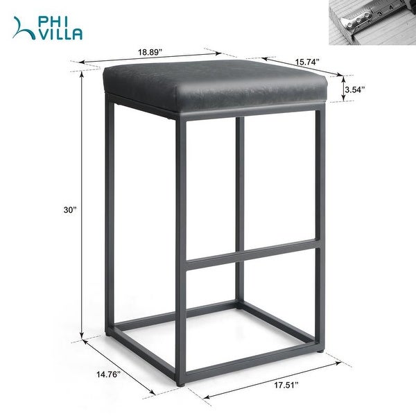 PHI VILLA Steel/ PU Leather 30-inch Bar Stool (Set of 2)