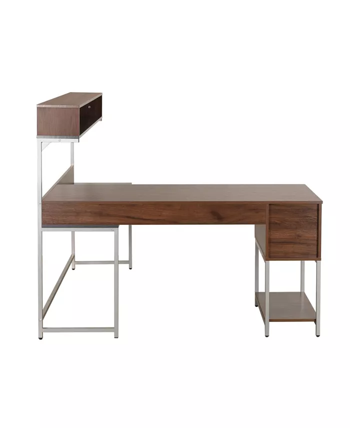 Techni Mobili Wood L-Shape with Hutch and Storage Desk