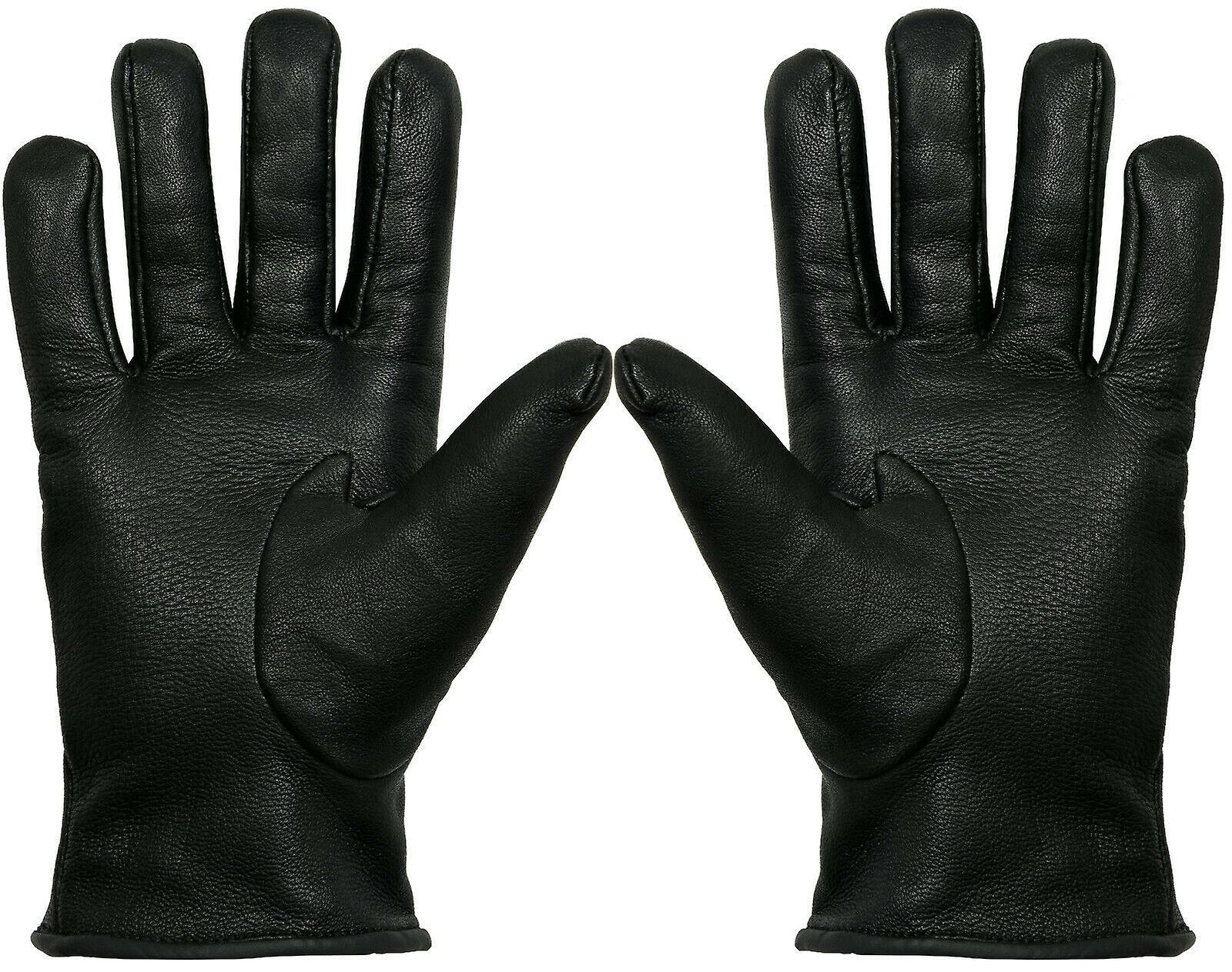 Womens Black Leather Thermal Lined driving fitted Gloves