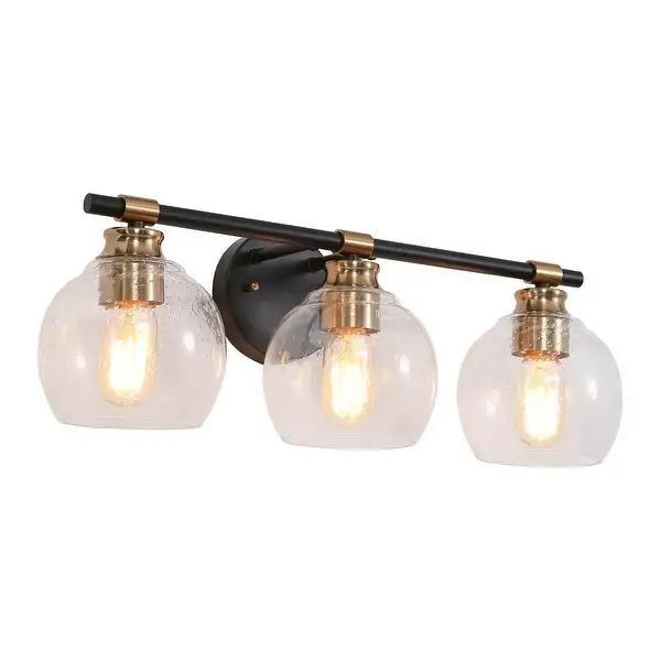 Iain Modern Black 2/3/4-Light Bathroom Vanity Lights Globe Seeded Glass Dimmable Wall Sconces