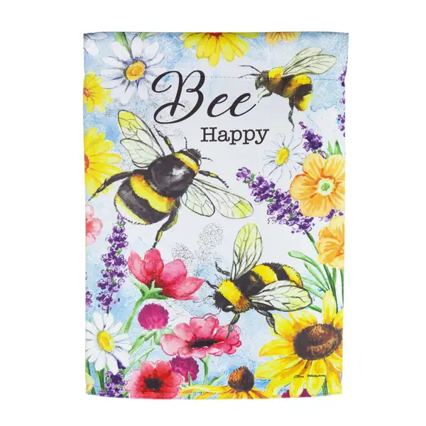 Evergreen Enterprises Bright Flowers and Bumblebees Garden Flag