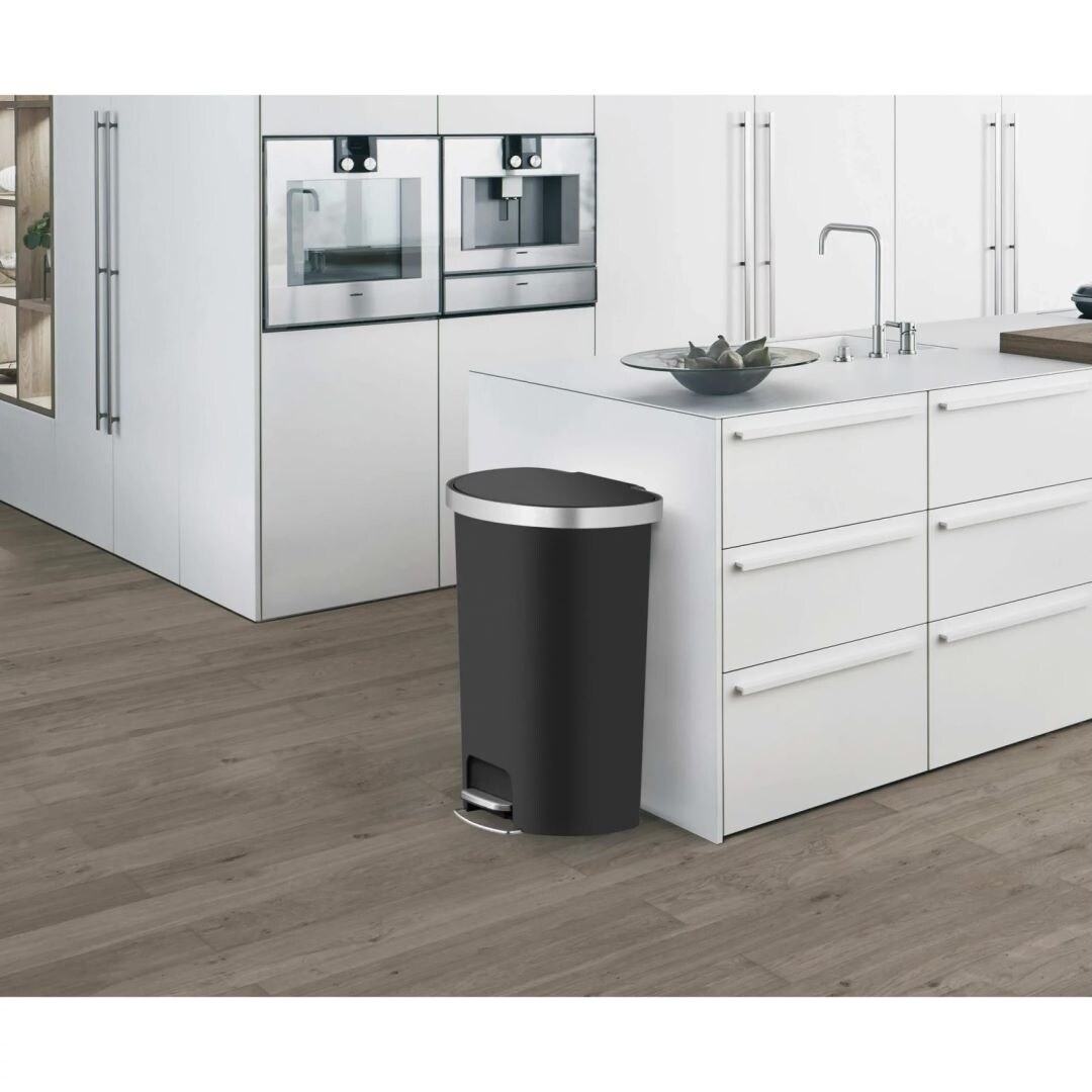 14.5-gal Plastic Semi Round Kitchen Step Trash Can