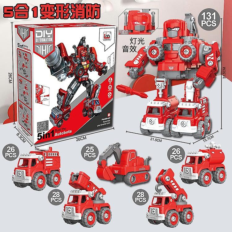 Born Pretty 5 In 1 Robot Transformation Assemble City Construction Car Disassembly Deformation Robot Truck Set Screwdriver Toys For Boy Gift