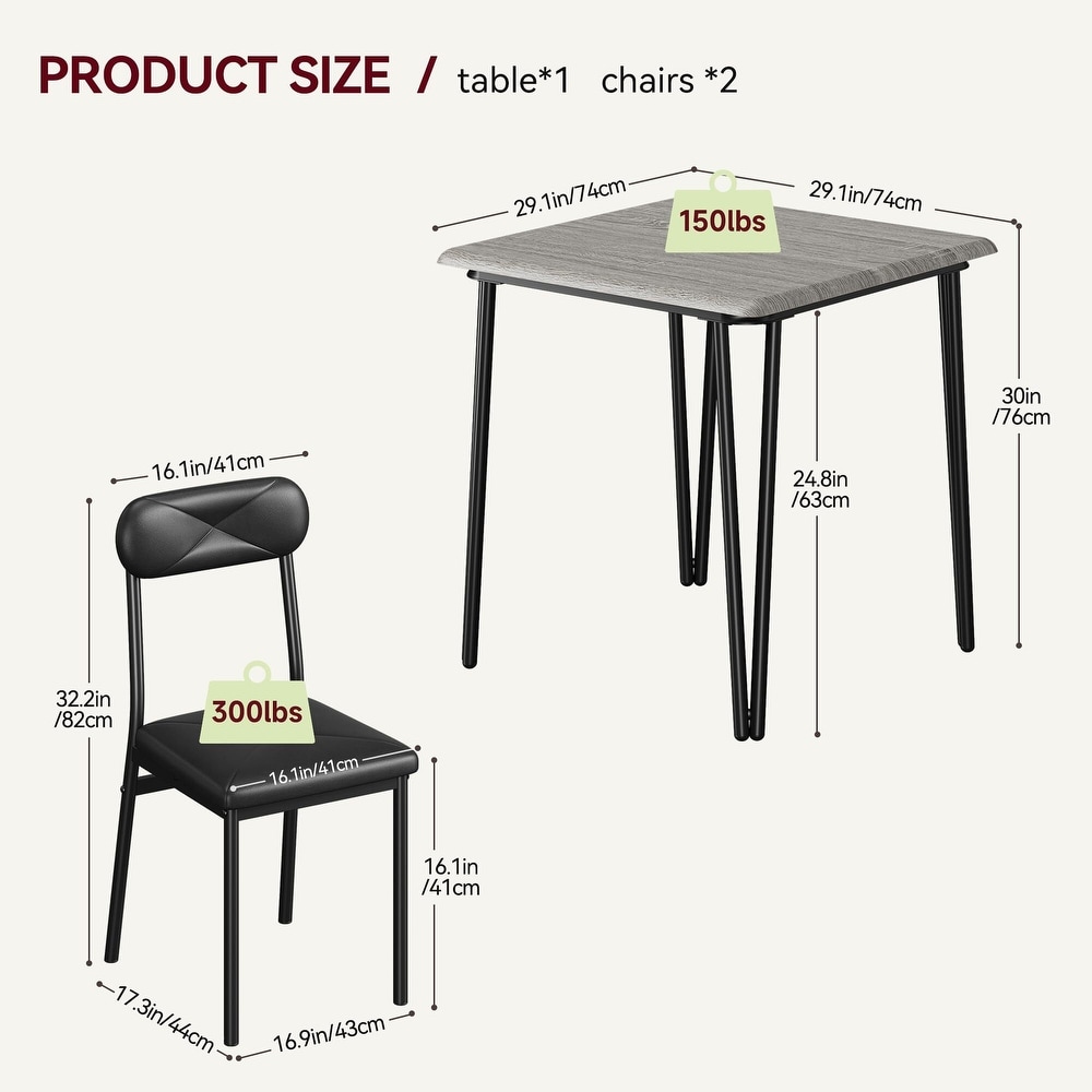 Small Square kitchen Dinner Table Set for 2