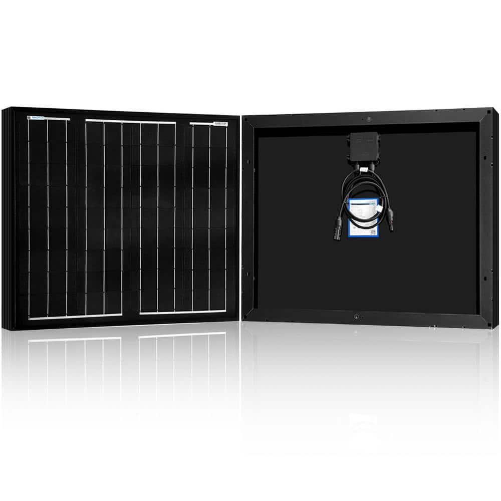 ACOPower 50-Watt 12-Volt All Black Mono Solar Panel Compatible with Portable Chest Fridge Freezer Cooler Panel HY050-12M