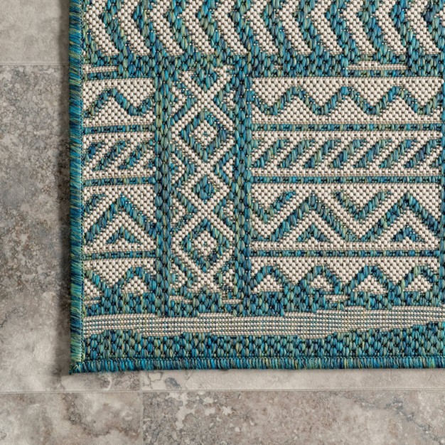 Nuloom Abbey Tribal Striped Indoor outdoor Area Rug Green