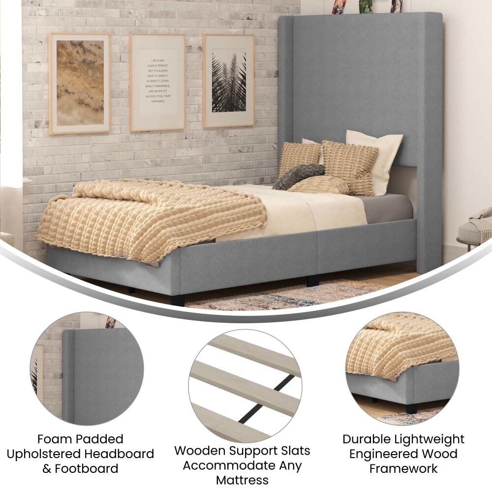 Upholstered Platform Bed with Channel Stitched Headboard