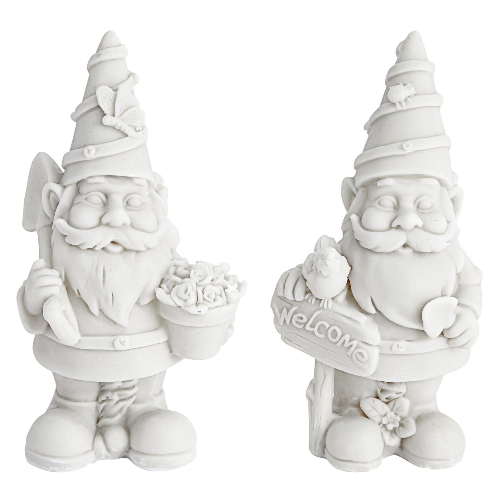 2-Pack Mini Paint Your Own Garden Gnome Statues, Blank Ceramics to Paint, Unpainted DIY Arts and Crafts Ceramic Figurines for Kids and Adults, Funny Lawn Decor, 5 in