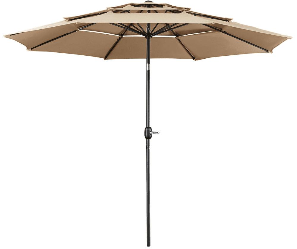 SMILE MART 10ft Patio Umbrella with 8 Sturdy Ribs for Outdoor, Tan