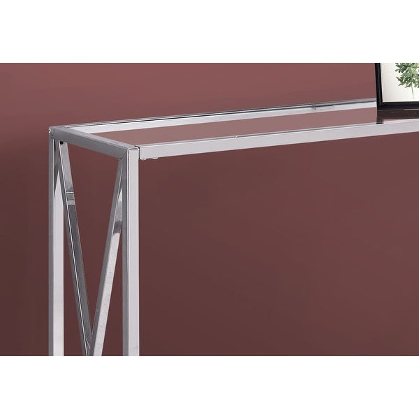 Monarch 3442 Chrome Metal With Tempered Glass 42nch Accent Table