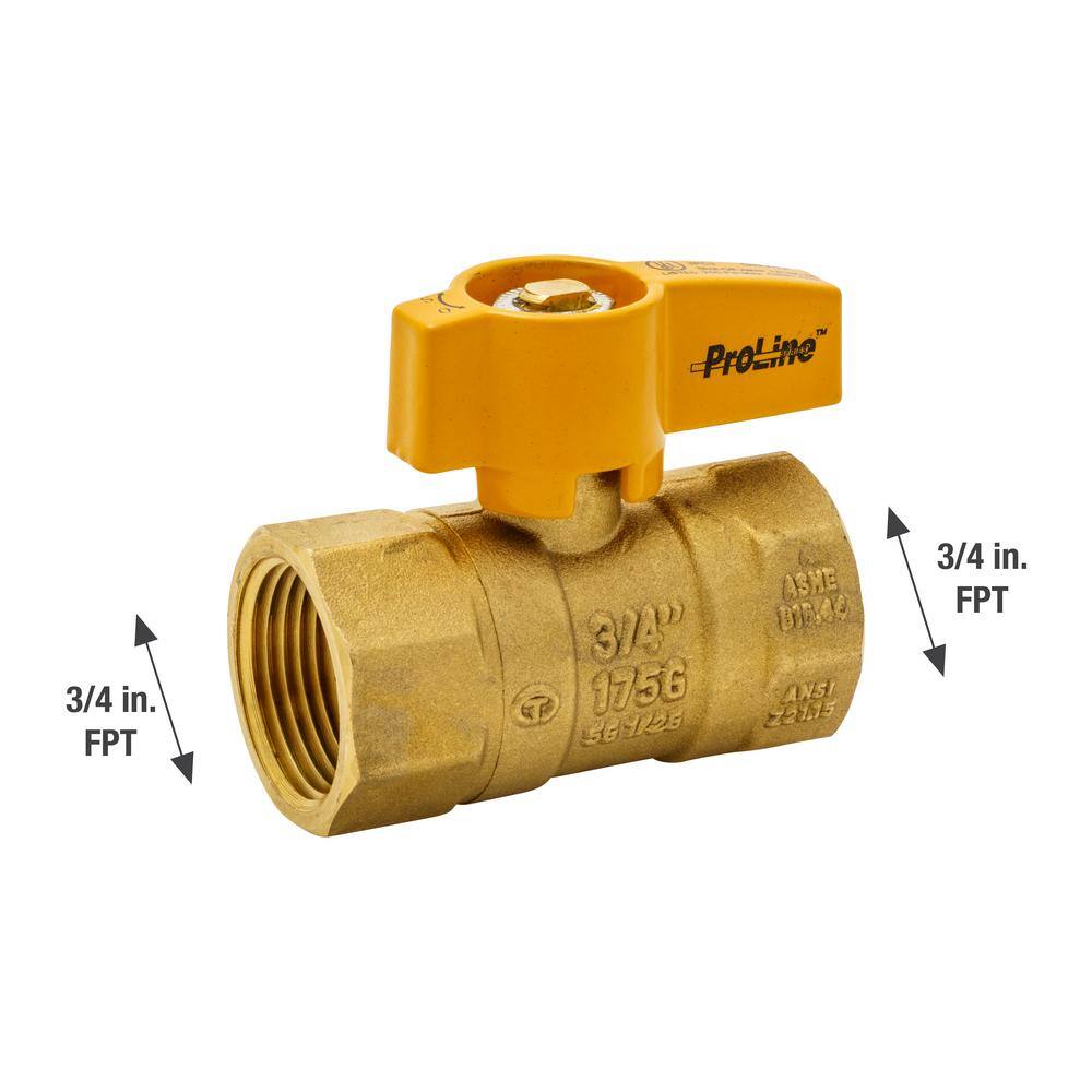 ProLine Series 34 in. Brass FPT 2-Piece Gas Valve 110-224HN