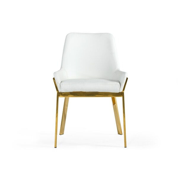 Modrest Ganon Modern White and Gold Dining Chair