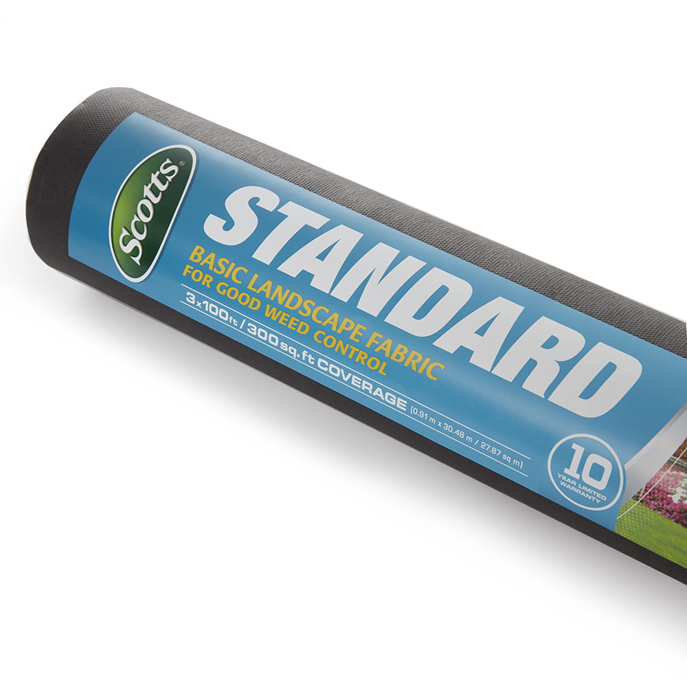 Scotts Standard Weed Barrier Fabric 3' x 100', Polypropylene, Black, 3 feet Wide and 100 feet Long