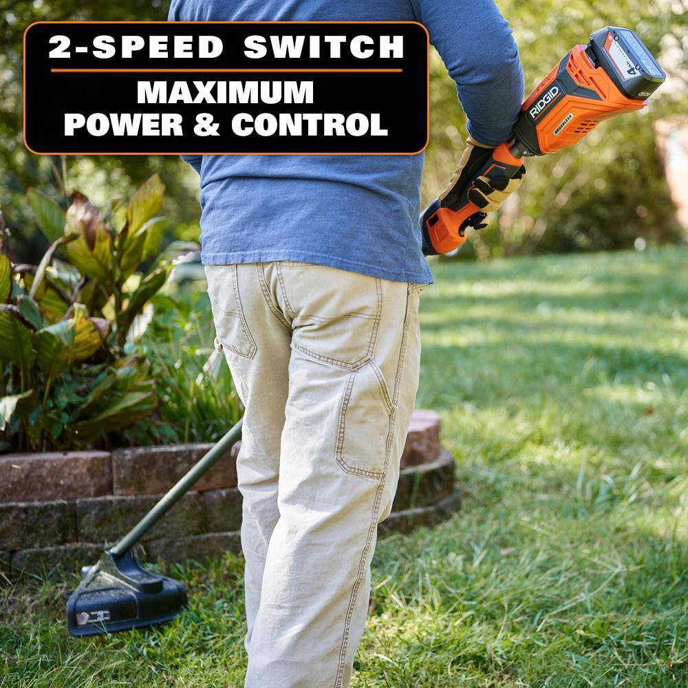 RIDGID 18V Brushless Cordless String Trimmer Leaf Blower DrillDriver and Impact Driver with (3) Batteries and (2) Chargers R019001-R9272