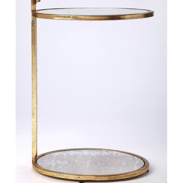 Modern Metal and Mirror Oval Side Table - Gold