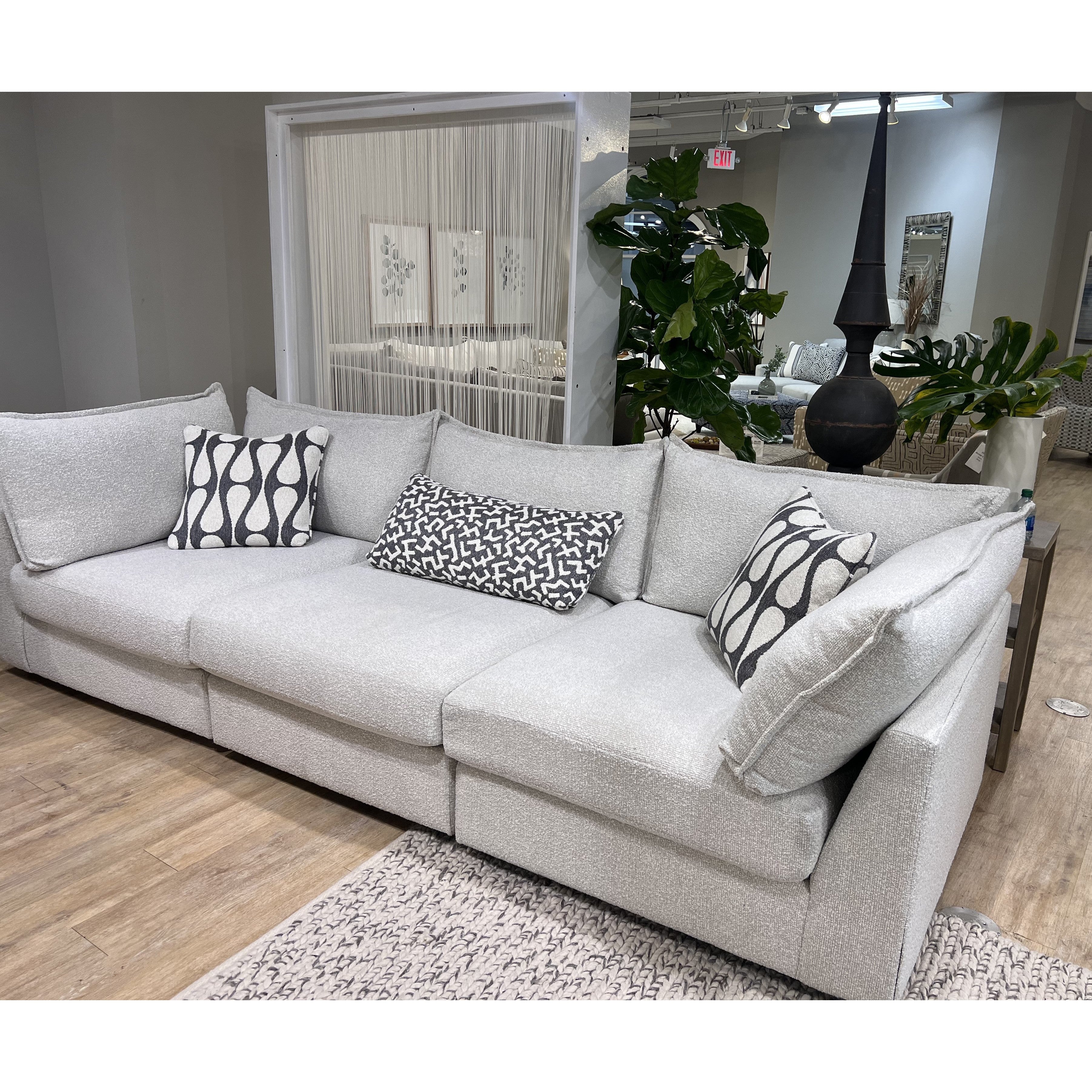 Flange 3-Pc Modular Sofa Oversized in Pewter or Natural 125