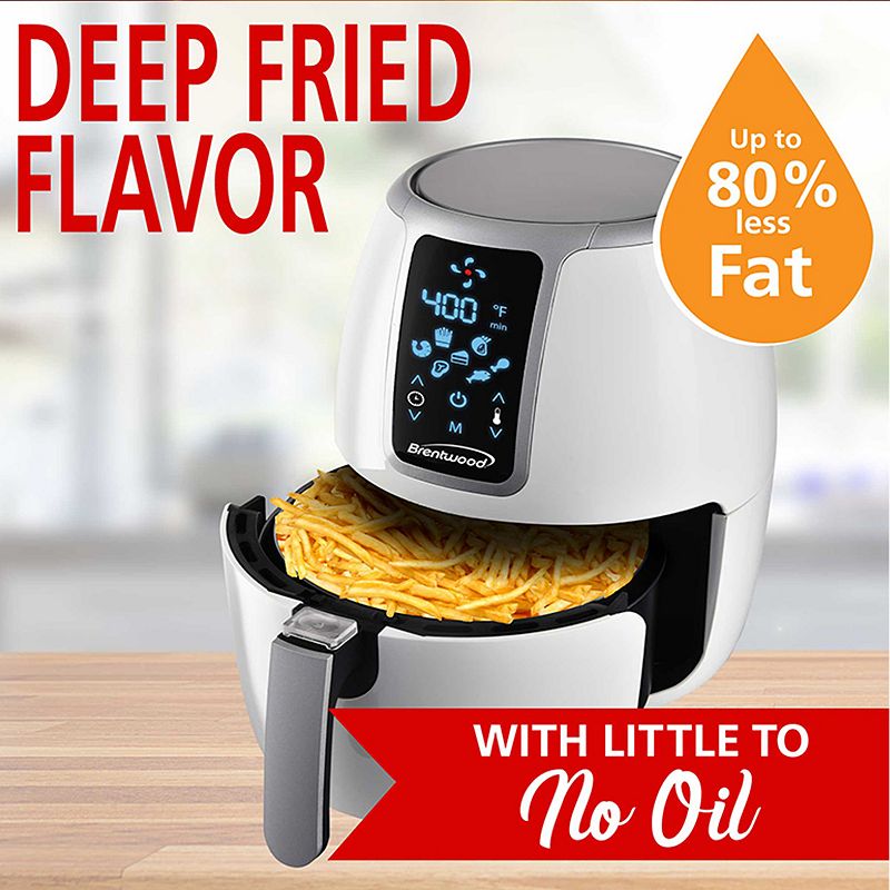 Brentwood Small 1400 Watt 4 Quart Electric Digital Air Fryer with Temperature Control