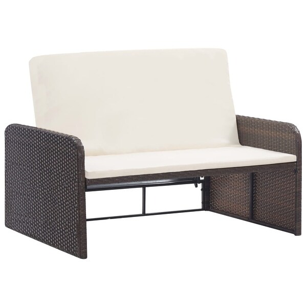 2 Piece Garden Lounge Set with Cushions Poly Rattan Brown - Overstock - 35108175