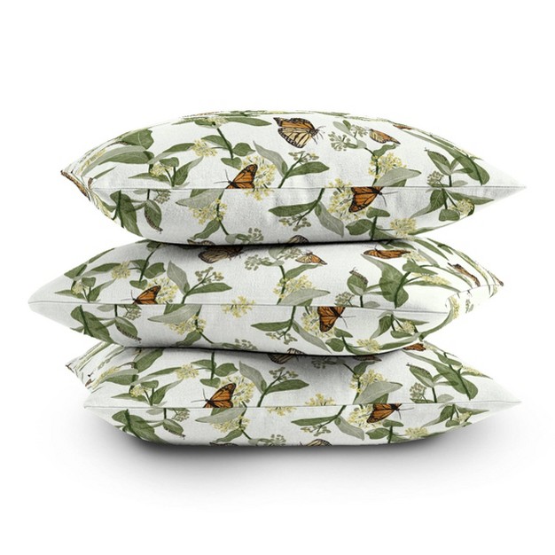 Gyaneshwari Dave Pinecone Dream Monarch x27 s Milkweeds Square Throw Pillow Green Deny Designs