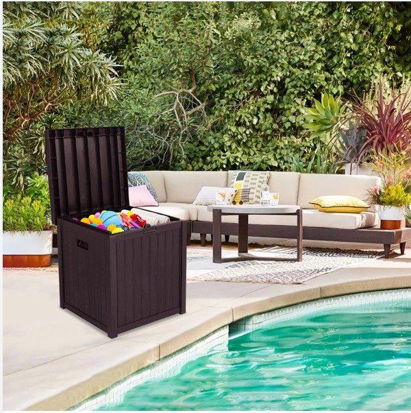 51gal 195L Outdoor Garden Plastic Storage Deck Box Chest Tools Cushions Toys Seat Waterproof