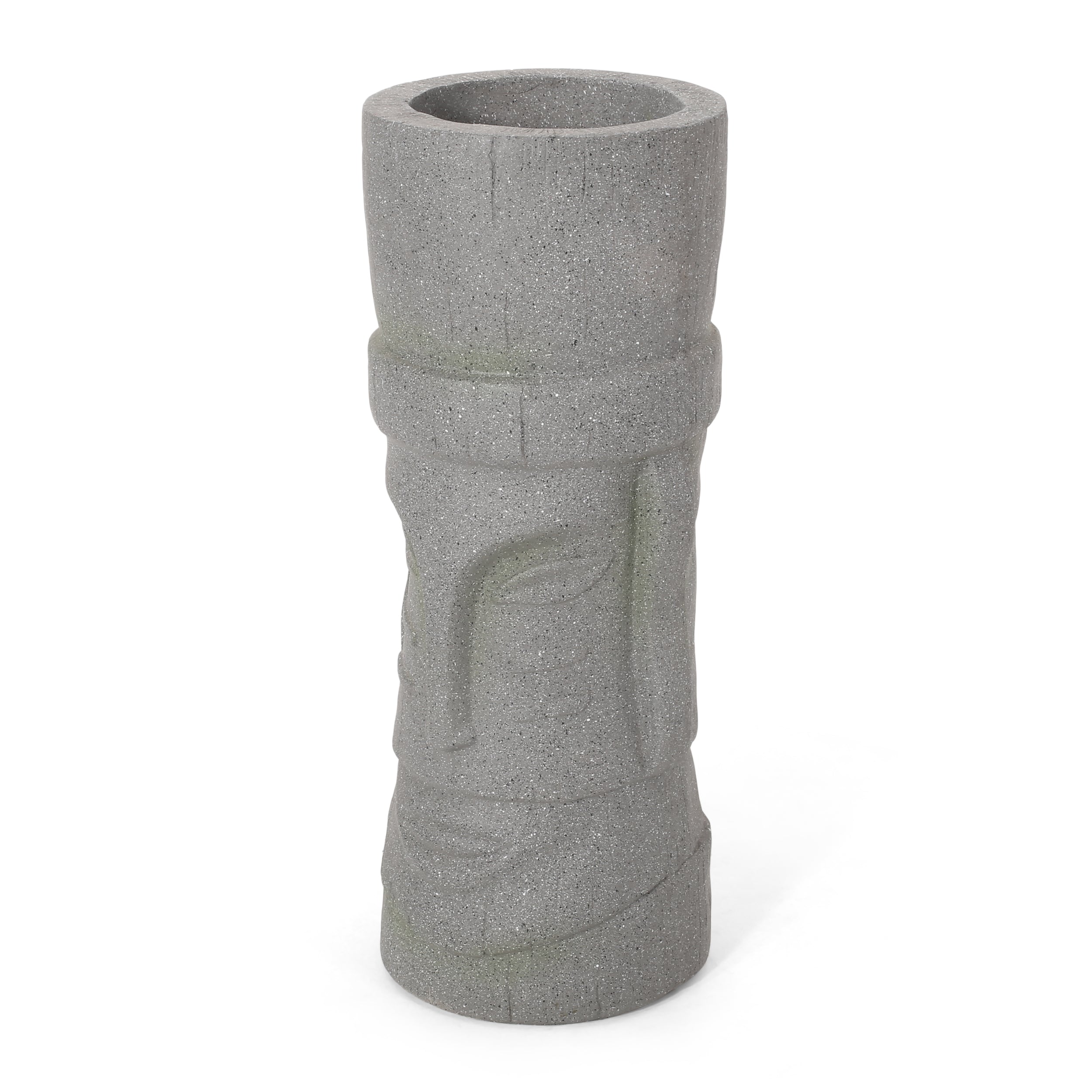 Gomer Outdoor Easter Island Statue Decorative Planter, Stone Gray