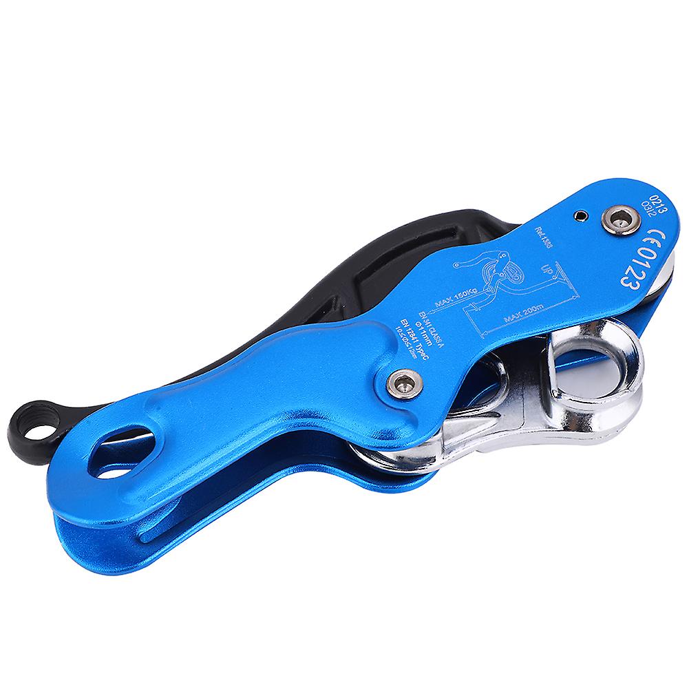 Aluminium Alloy Blue Anti-panic Outdoor Climbing Descending Self Locking Protection Hand Control Descenderblue