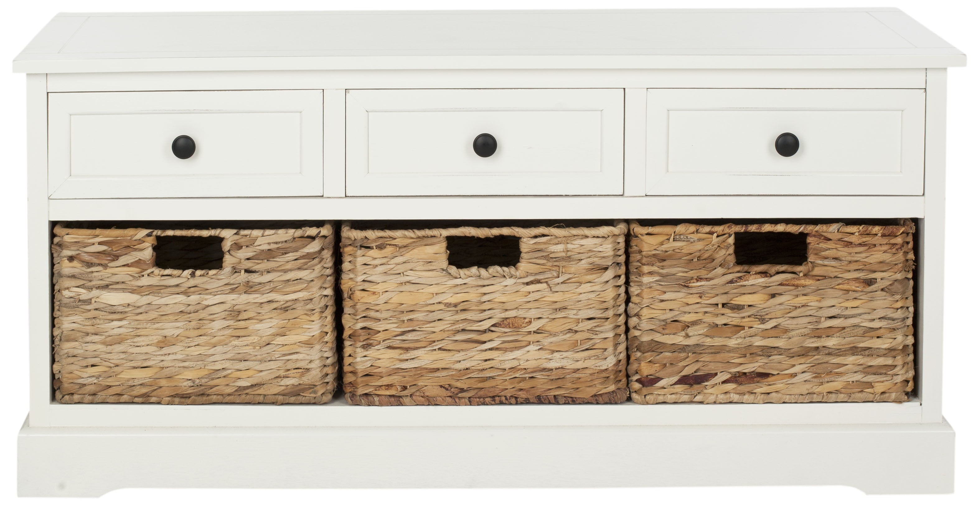 Safavieh Damien Storage Bench with 3 Wicker Baskets and 3 Drawers