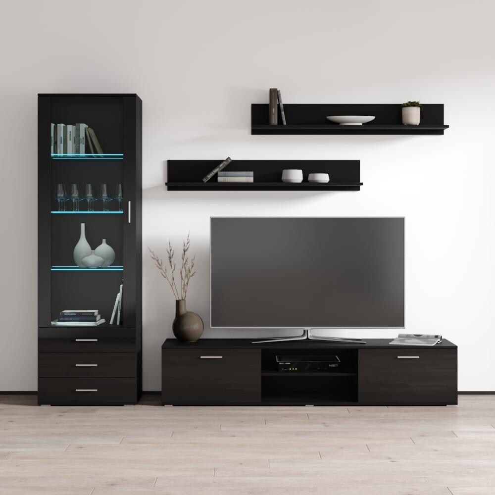 Soho 1 Modern Wall Unit Entertainment Center with 16 Color LED Lights