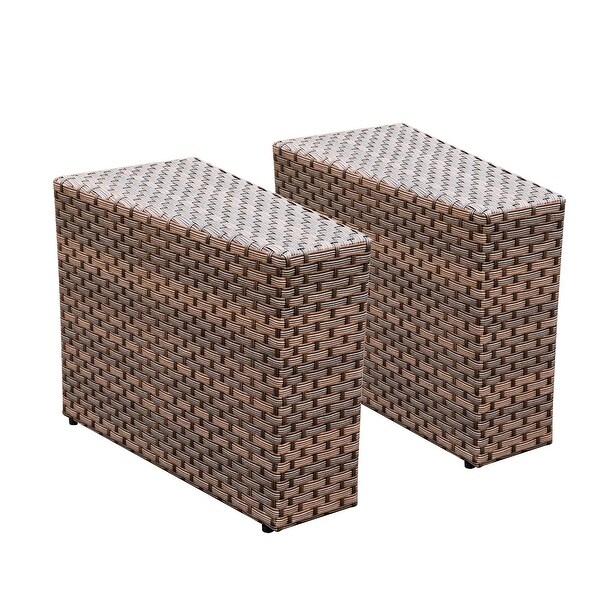 2piece Outdoor Wicker Arm Table Patio Side Table