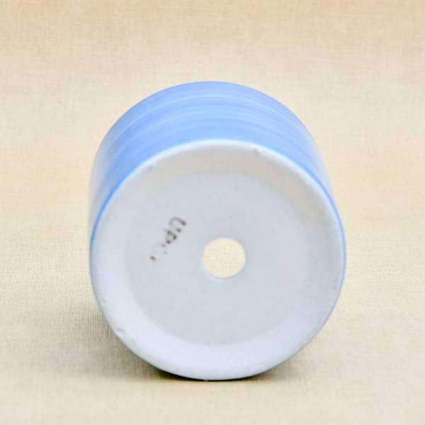 4.1 inch (10 cm) Ring Design Cylindrical Ceramic Pot (Blue) (set of 2)