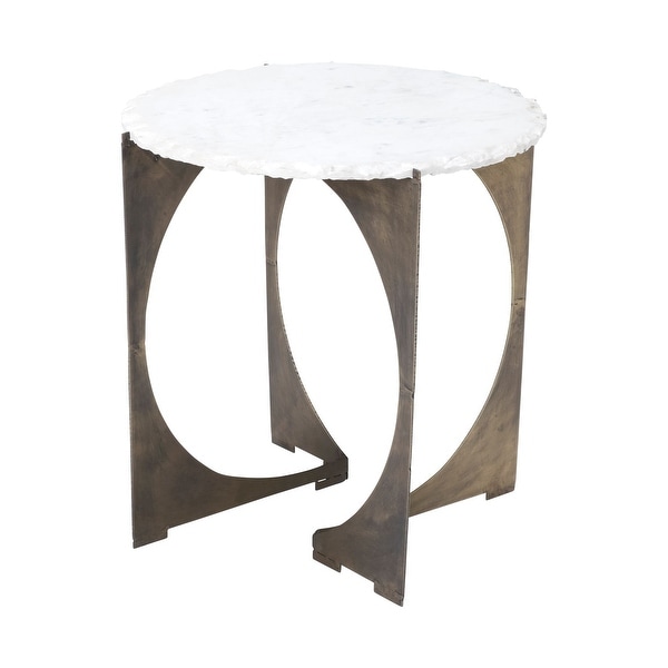 Reinhold II White Live-Edge Marble Top w/ Gold Metal Base Side/End Table - 20