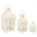 Set of 3 Antique White Rustic Finished Decorative Iron Candle Lanterns 18.5