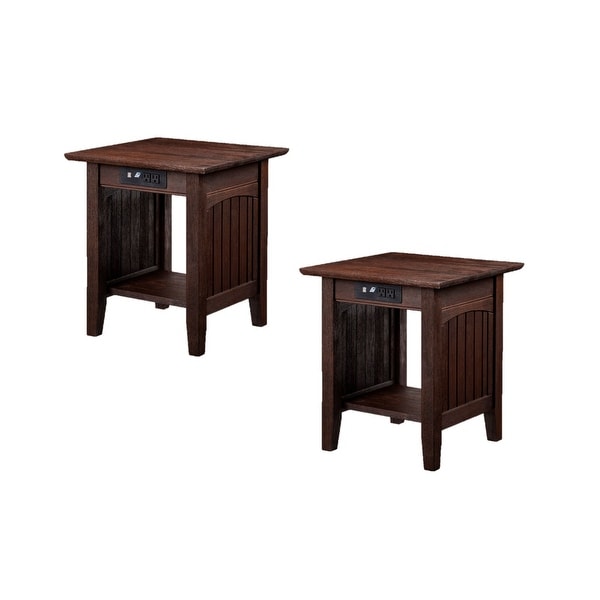 Nantucket Solid Wood End Table with USB Charger Set of 2