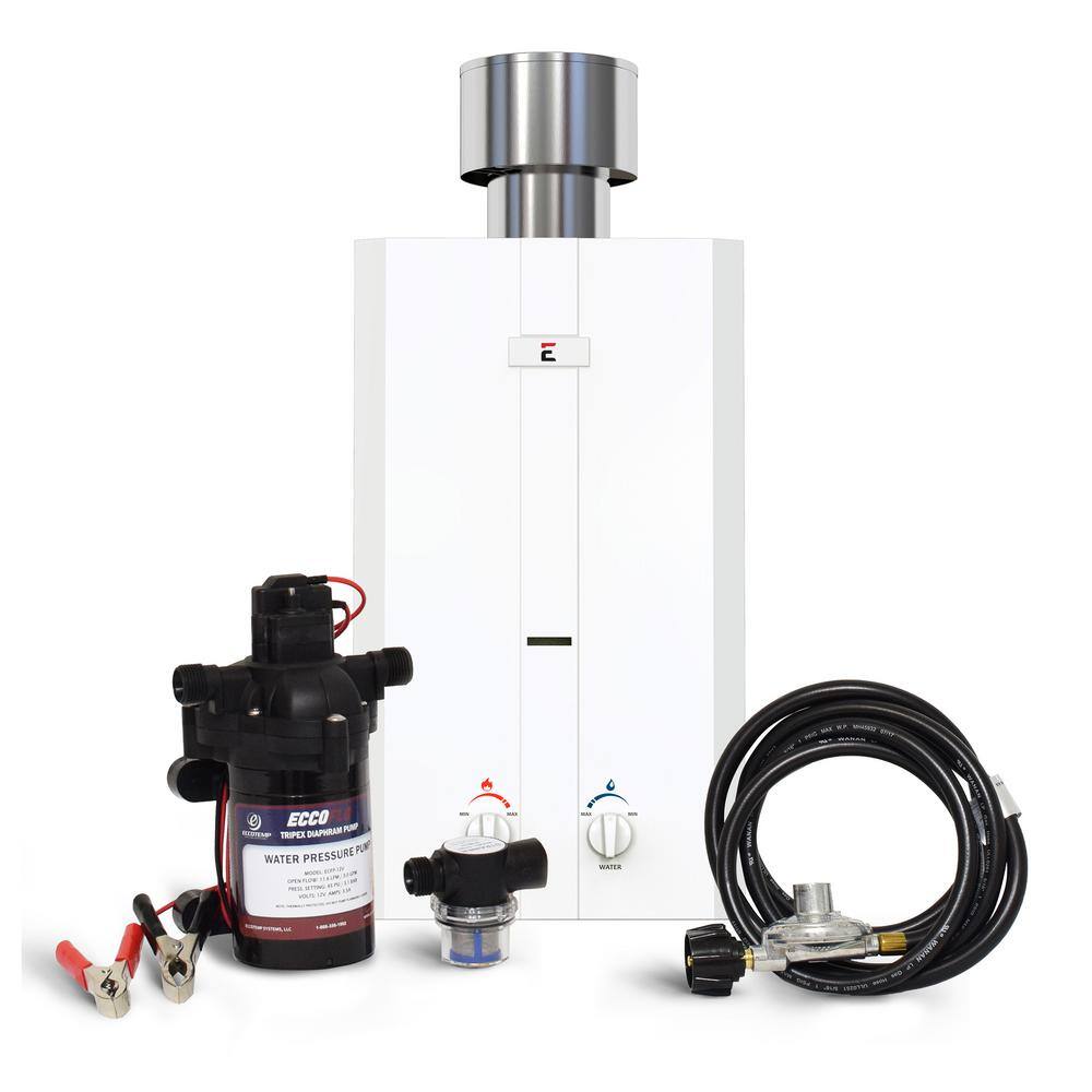 Eccotemp L10 3.0 GPM Portable Outdoor Tankless Water Heater w EccoFlo Diaphragm 12V Pump and Strainer L10 PumpStrainer