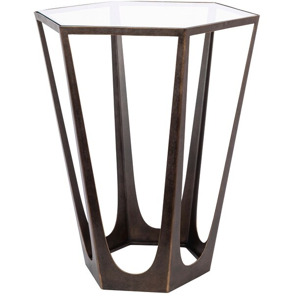 Nilae Angular Glass and Metal Bronze End Table - 22