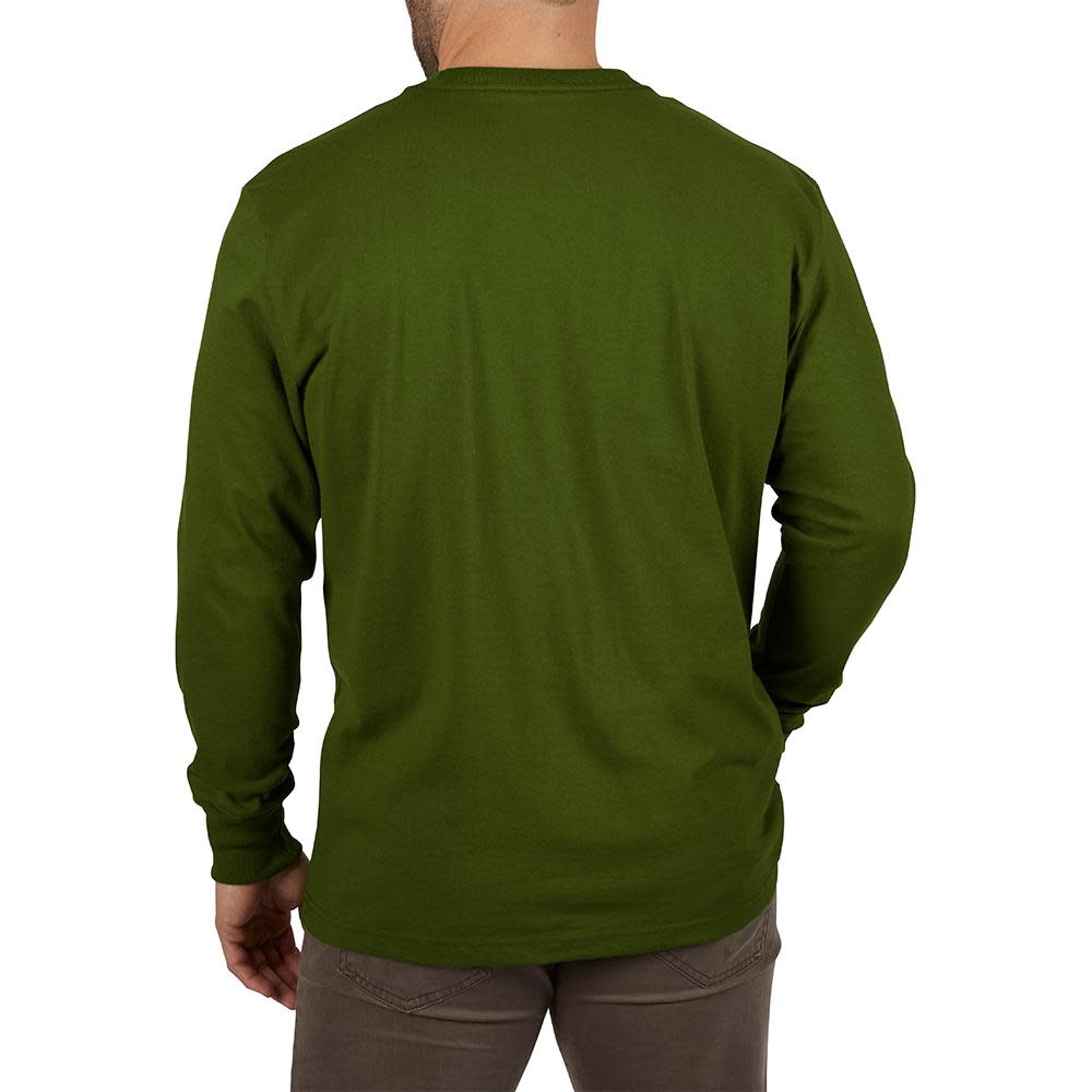 Heavy Duty Green Pocket Long Sleeve T-Shirt ; 3X ;